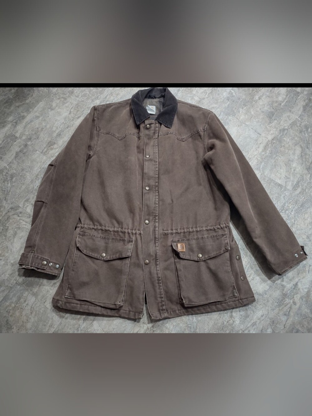 Carhartt Brown Chore Canvas Work Jacket Blanket Lined C52 CHT Men's Large Tall